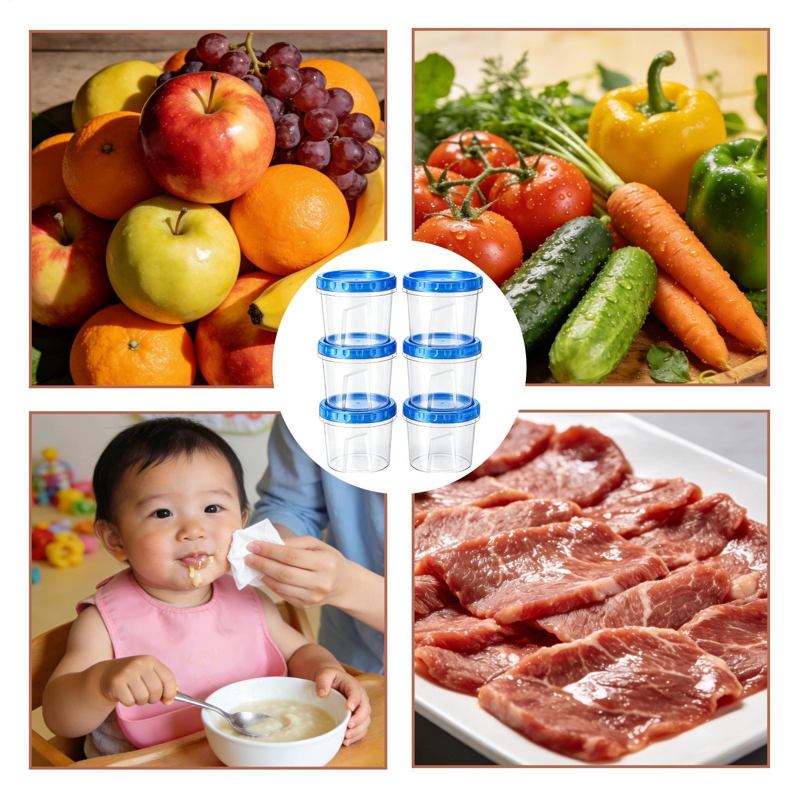 Food Storage Kitchen - حاويات تجميد لتخزين الطعام، 6 قطع،