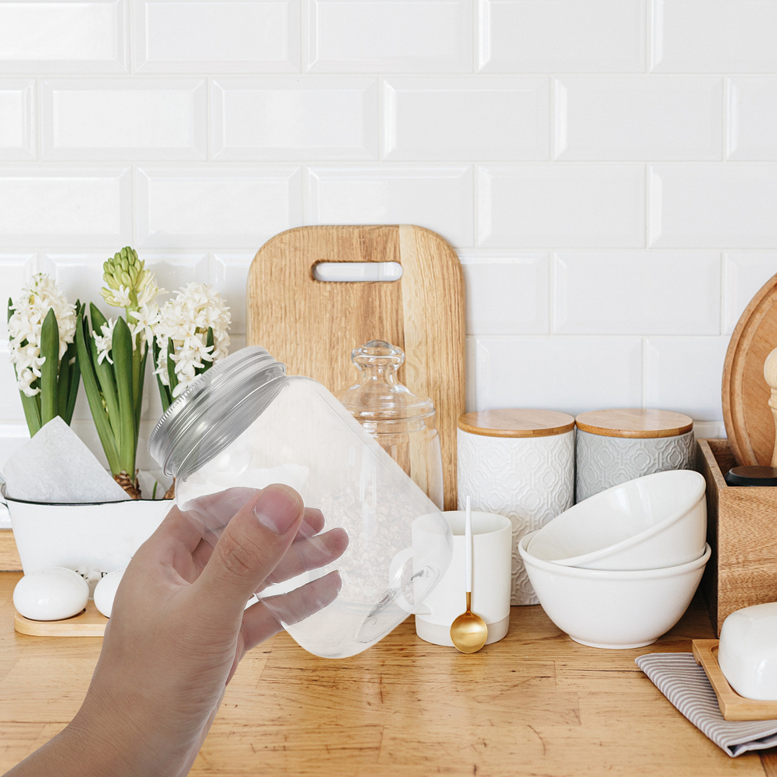 Food Storage Kitchen - 4 قطع من الأوعية البلاستيكية الشفافة