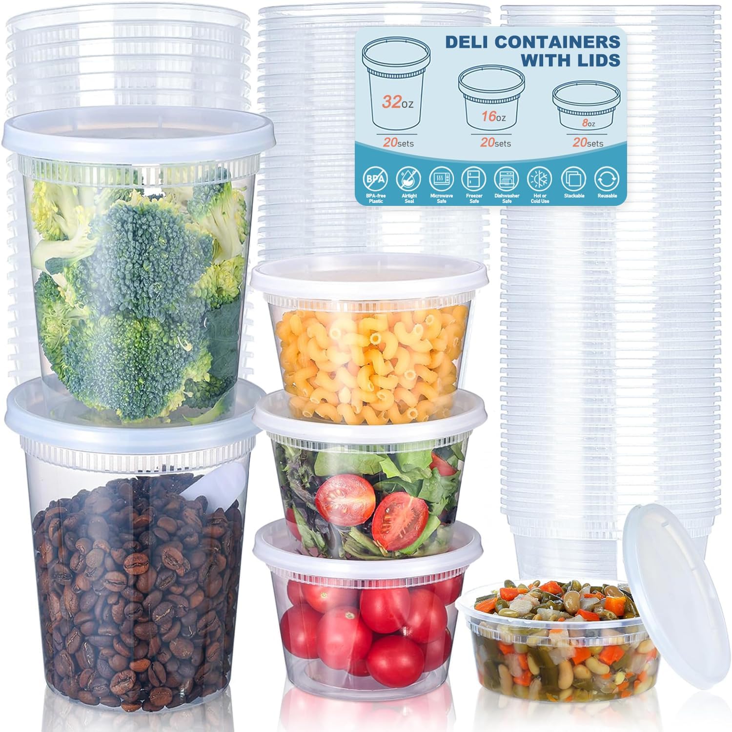 Food Storage Freezer - 24 قطعة من حاويات تخزين الطعام