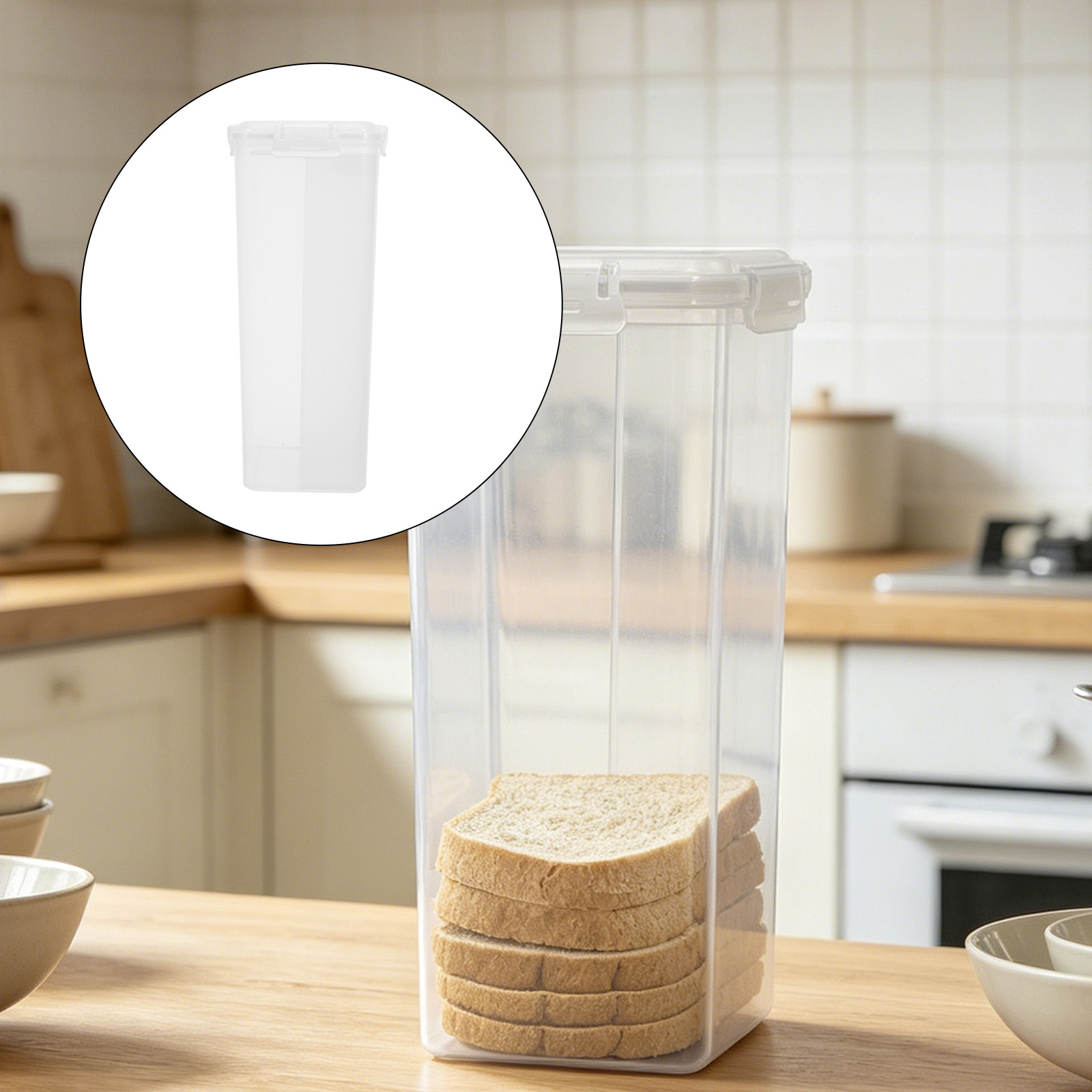 Stackable Pantry Bin - حاوية تخزين الخبز البلاستيكية بغطاء محكم