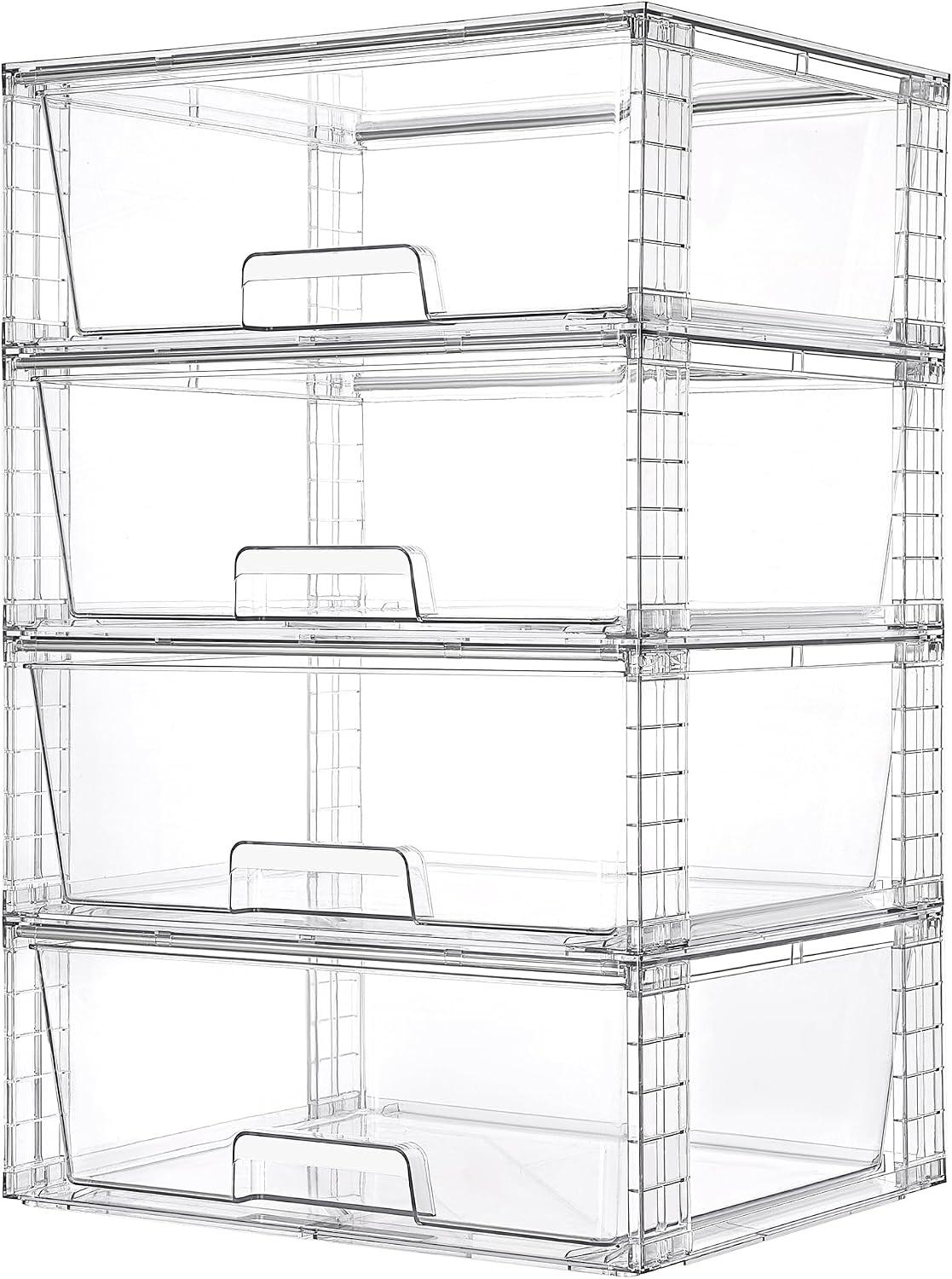 Stackable Pantry Bin - 4 عبوات من أدراج التخزين الشفافة