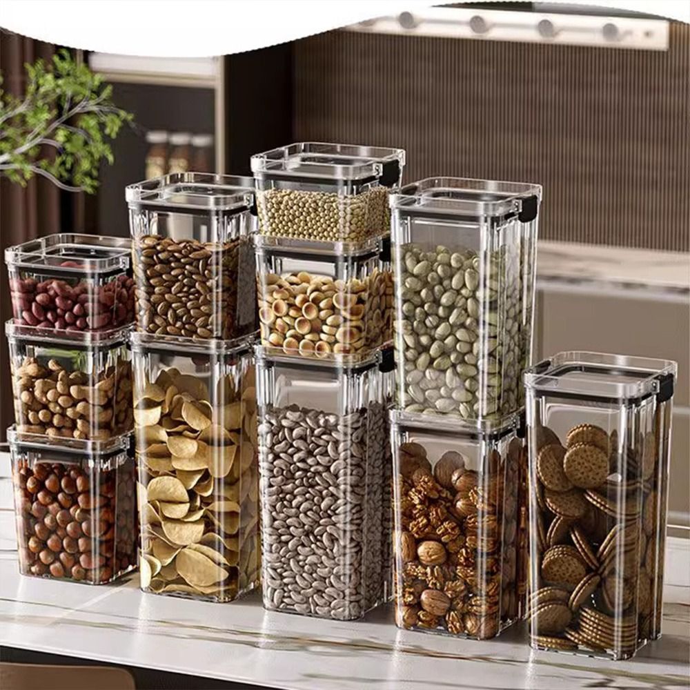 حاوية تخزين طعام شفافة بغطاء م - مراجعة Stackable Pantry Bin وسعره