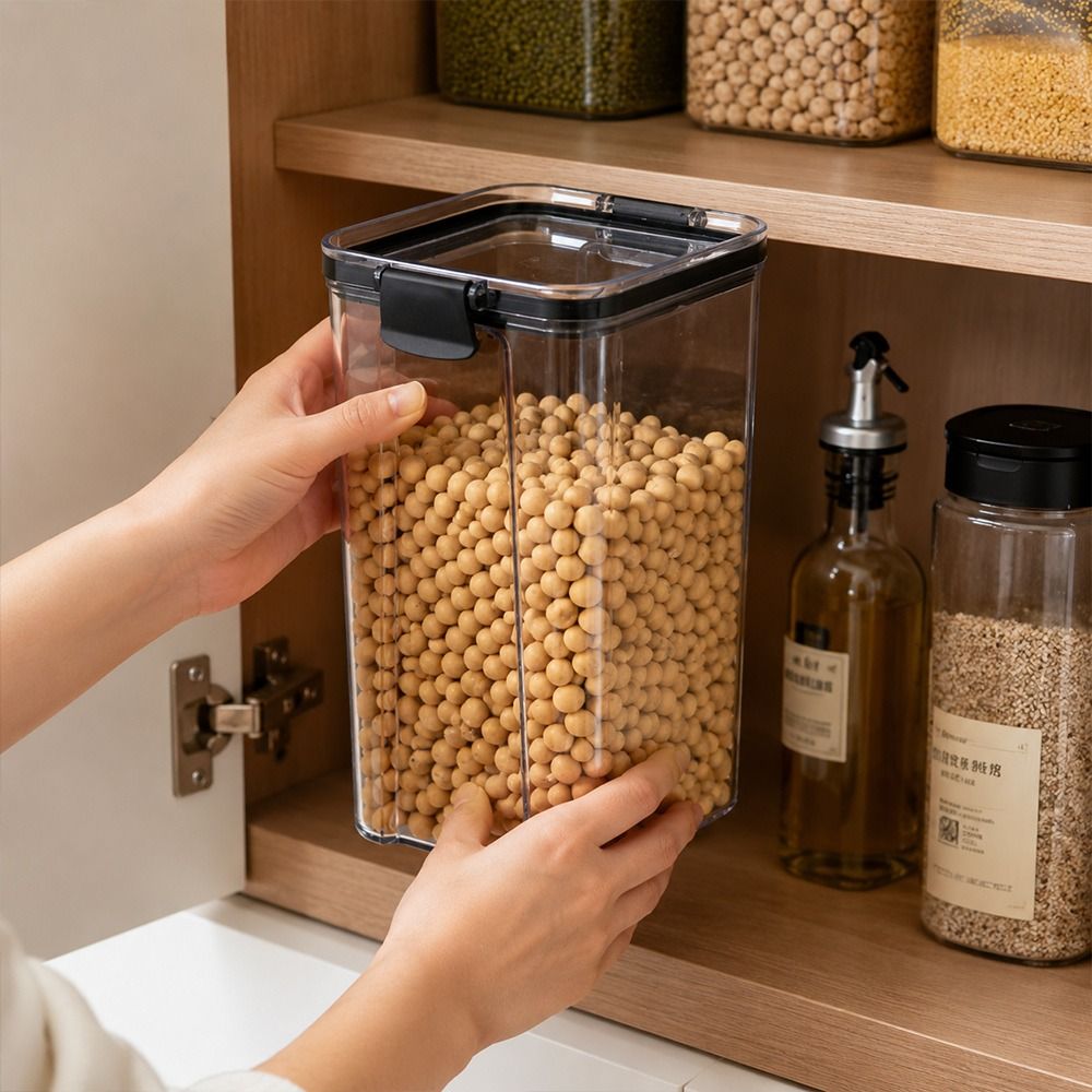 حاوية تخزين طعام شفافة بغطاء م - مراجعة Stackable Pantry Bin وسعره