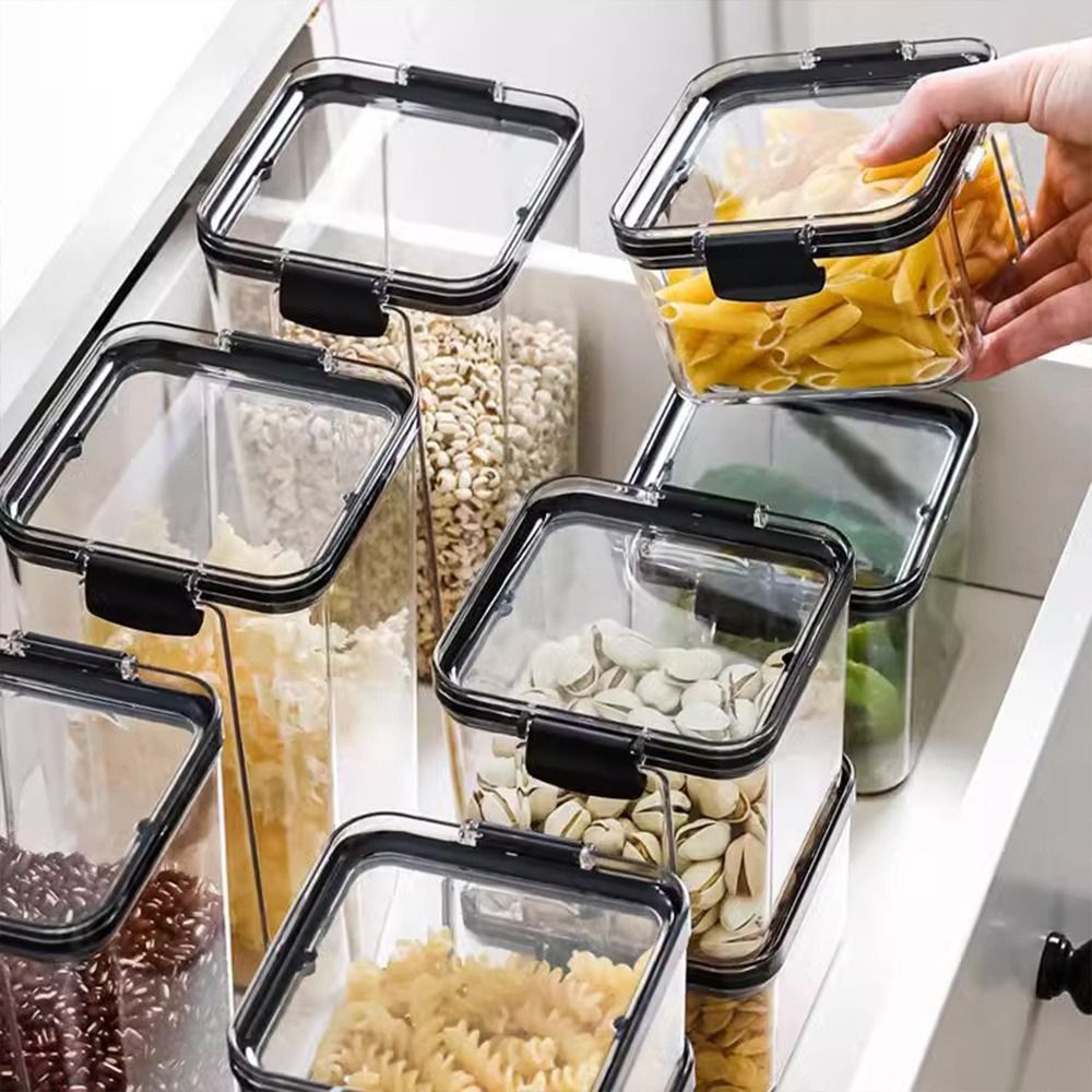 حاوية تخزين طعام شفافة بغطاء م - مراجعة Stackable Pantry Bin وسعره