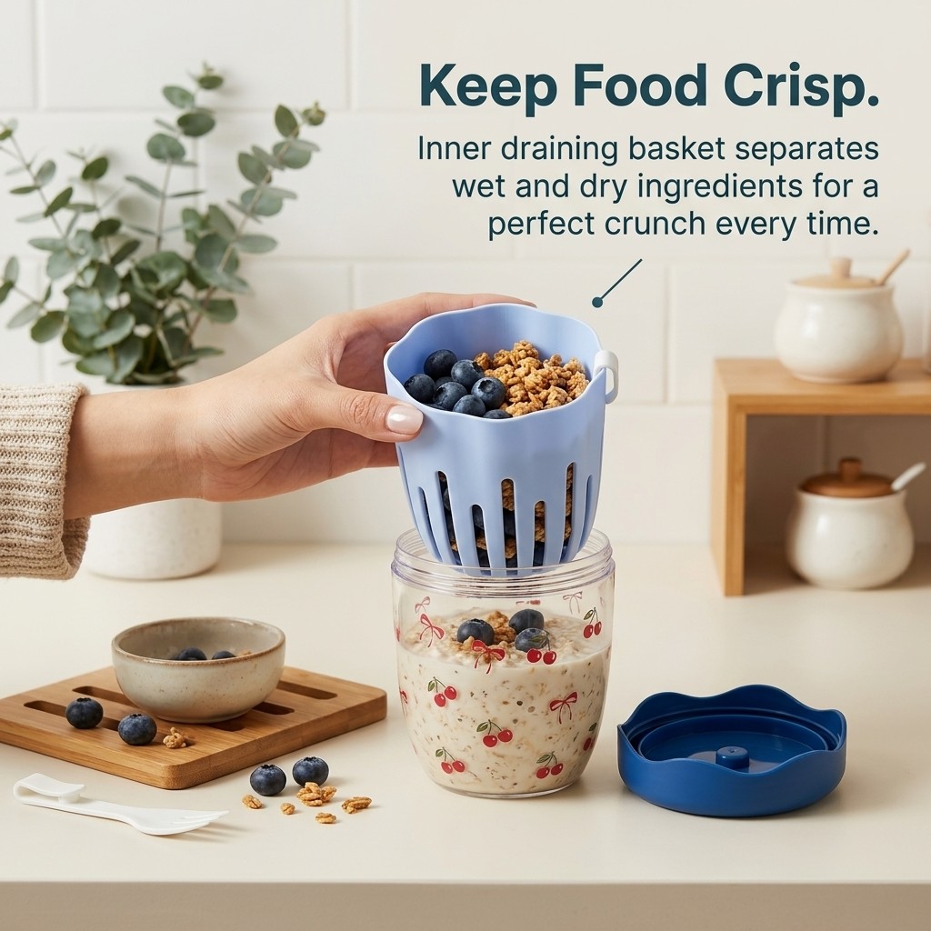 حاوية بلاستيكية محمولة للشوفان - مراجعة Food Storage Handling وسعره