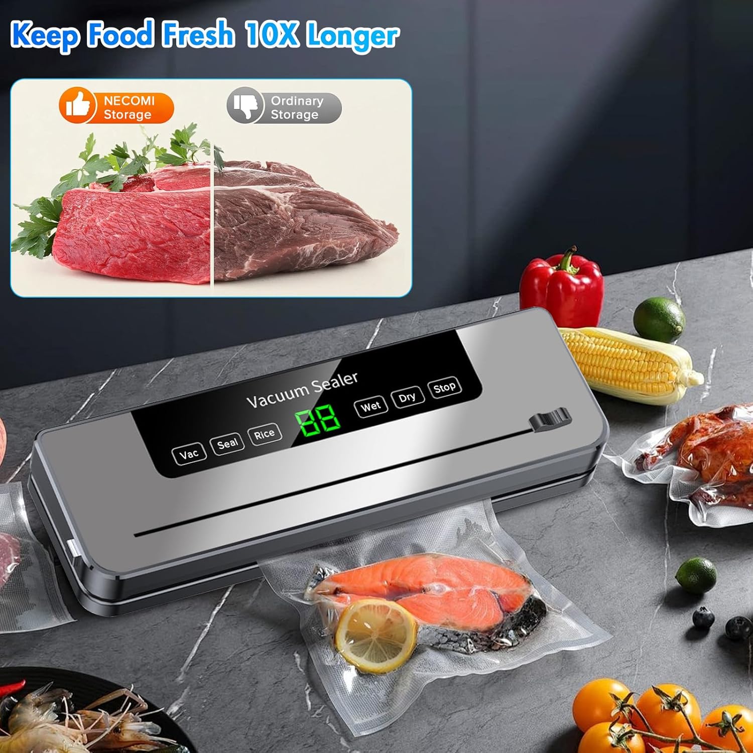 ماكينة ختم الفراغ مع 10 أكياس  - مراجعة Food Storage Vacuum Sealer Machine وسعره
