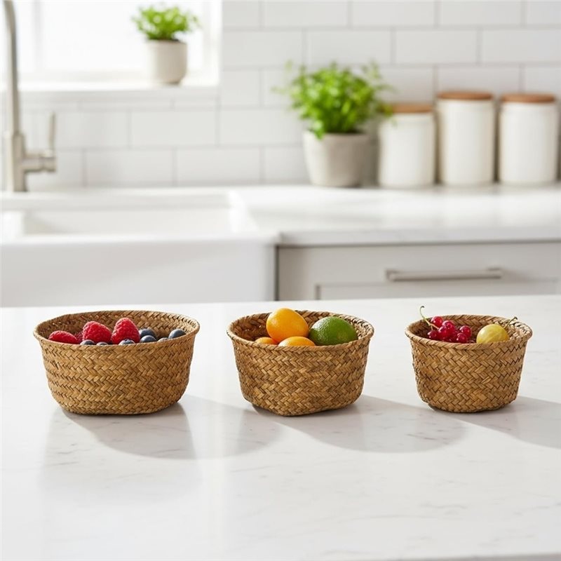 سلال تخزين مستديرة منسوجة من ع - مراجعة Stackable Pantry Bin وسعره