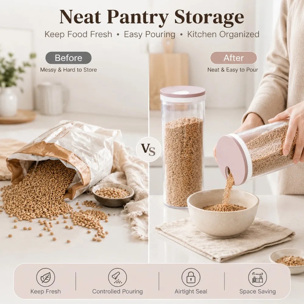 صندوق تخزين المعكرونة محكم الإ - مراجعة Food Storage In Pantry وسعره